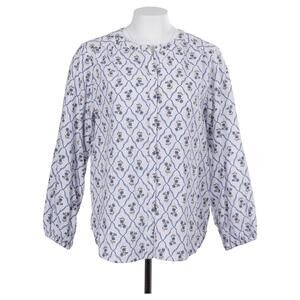 Lucky Brand Top M White Blue Floral Seersucker Button Up Long Sleeve Casual